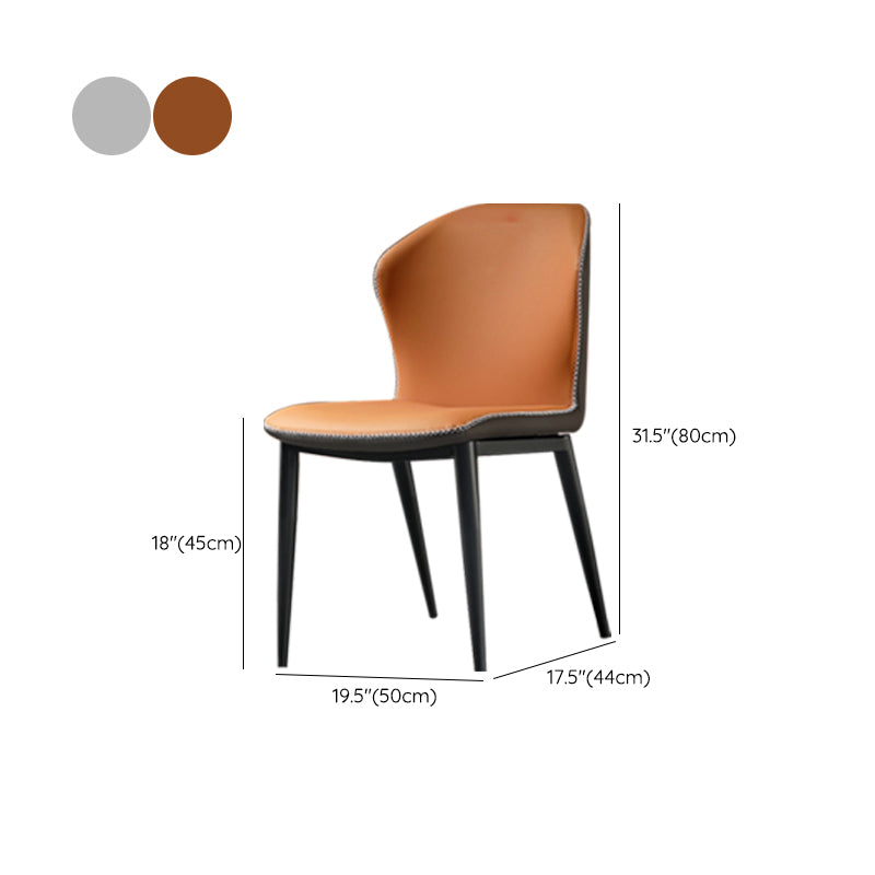 Faux Leather Kitchen Dining Chairs Contemporary Side Chairs with Metal Legs