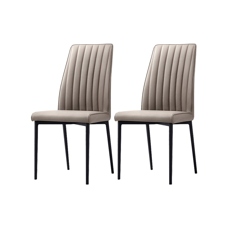 Faux Leather Dining Chairs Contemporary Upholstered Chairs with Metal Base