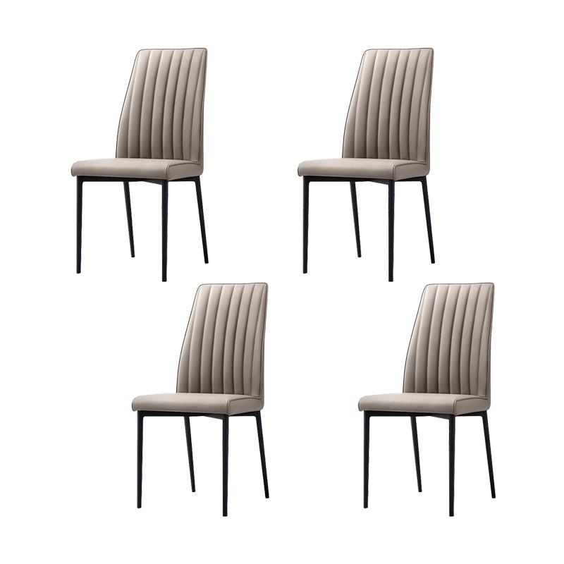 Faux Leather Dining Chairs Contemporary Upholstered Chairs with Metal Base
