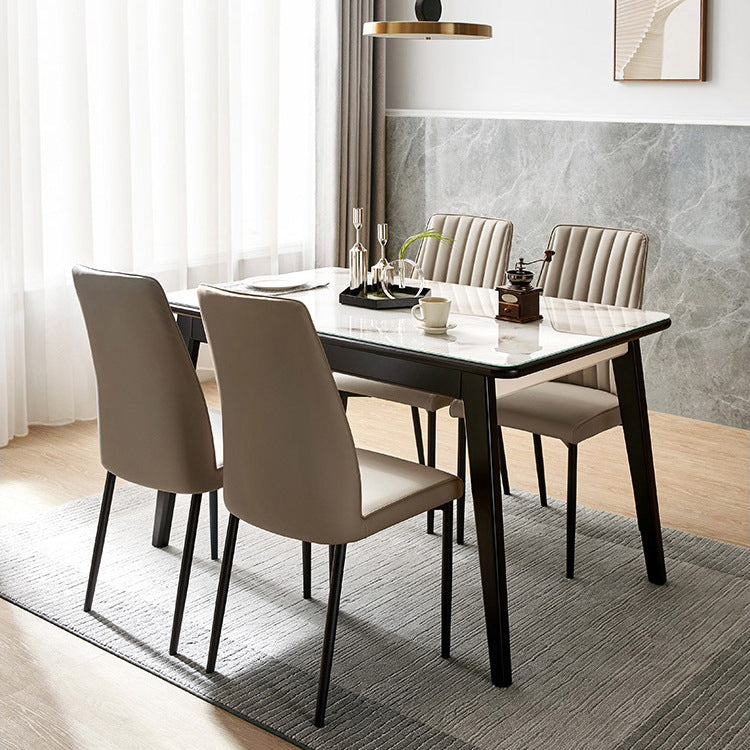 Faux Leather Dining Chairs Contemporary Upholstered Chairs with Metal Base