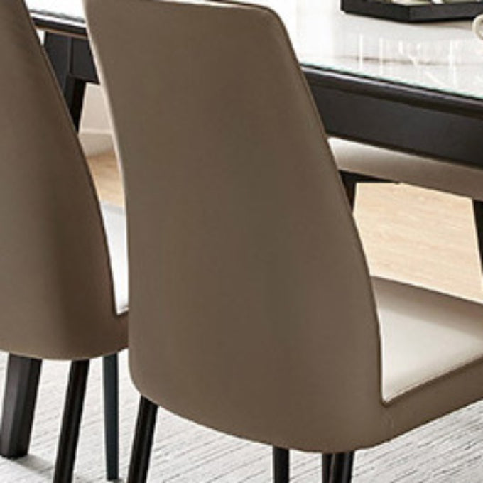Faux Leather Dining Chairs Contemporary Upholstered Chairs with Metal Base