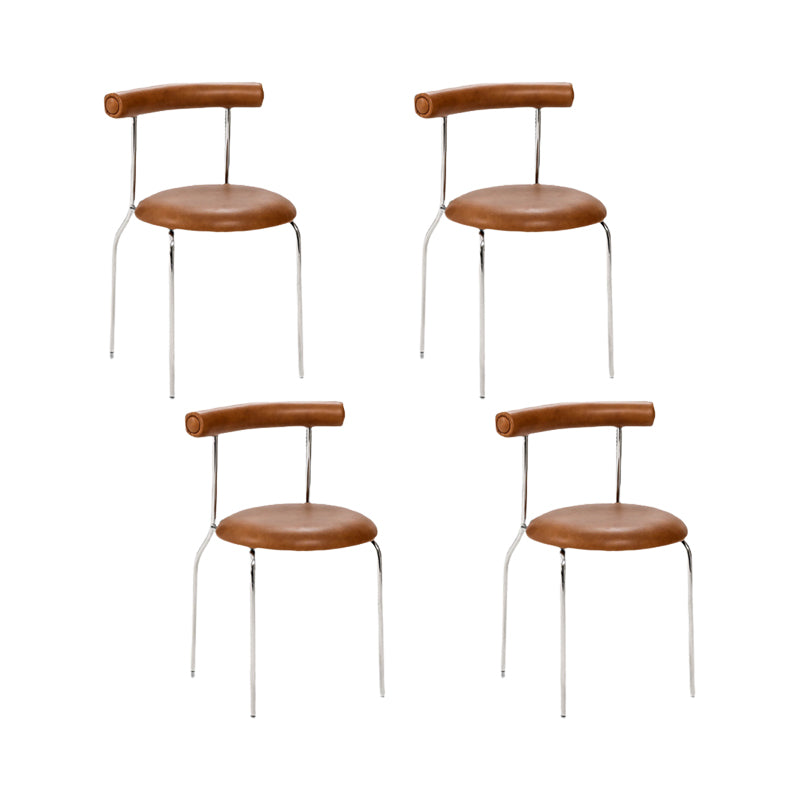 Kitchen Open Back Dining Chair Home Metal Armless Side Chair