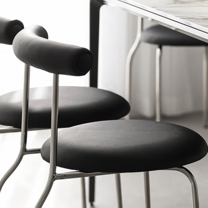 Kitchen Open Back Dining Chair Home Metal Armless Side Chair