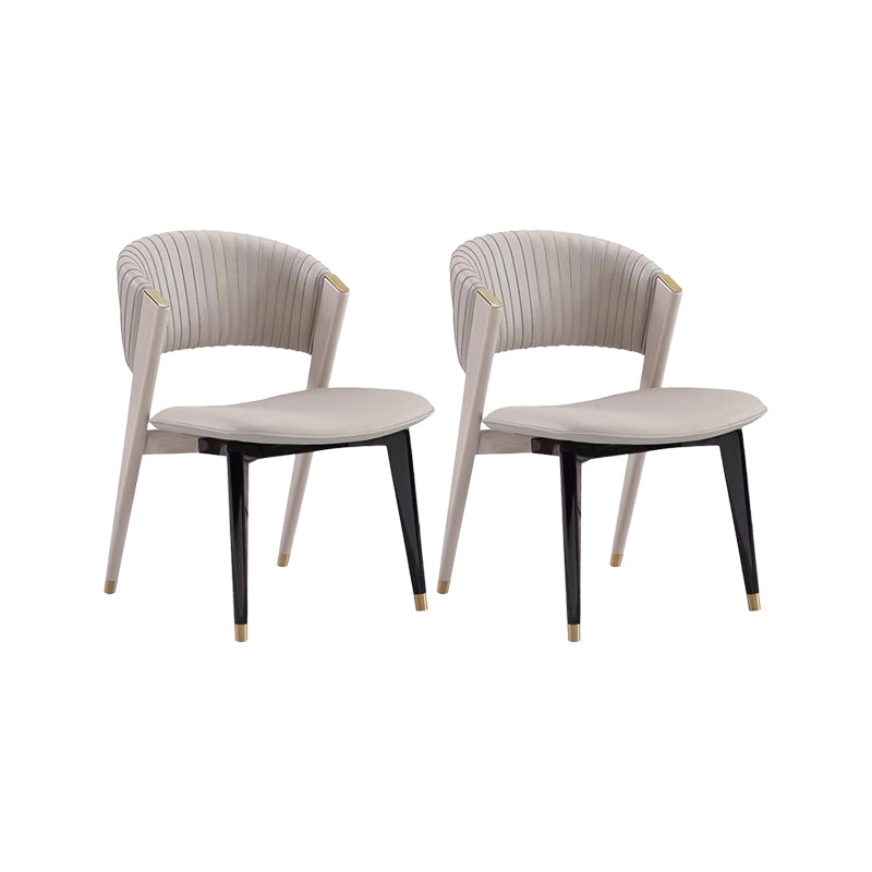 Home Upholstered Armless Dining Chair Faux Leather Open Back Chair