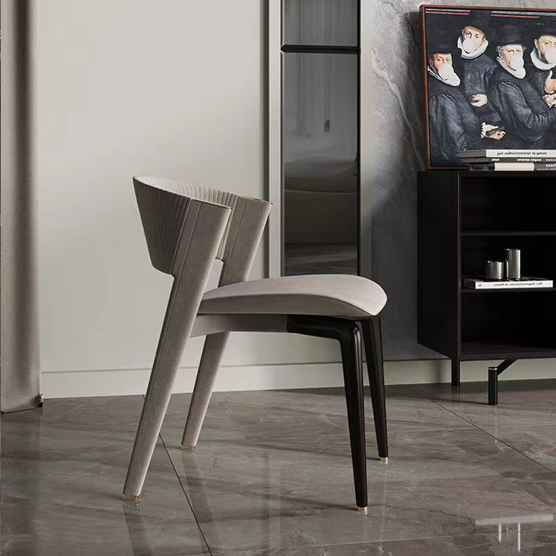 Home Upholstered Armless Dining Chair Faux Leather Open Back Chair