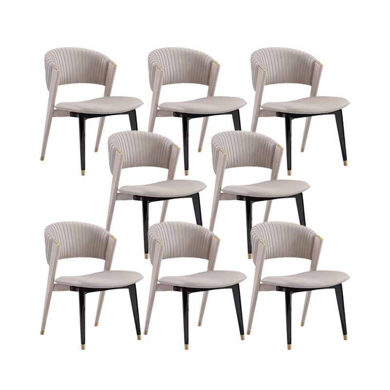 Home Upholstered Armless Dining Chair Faux Leather Open Back Chair