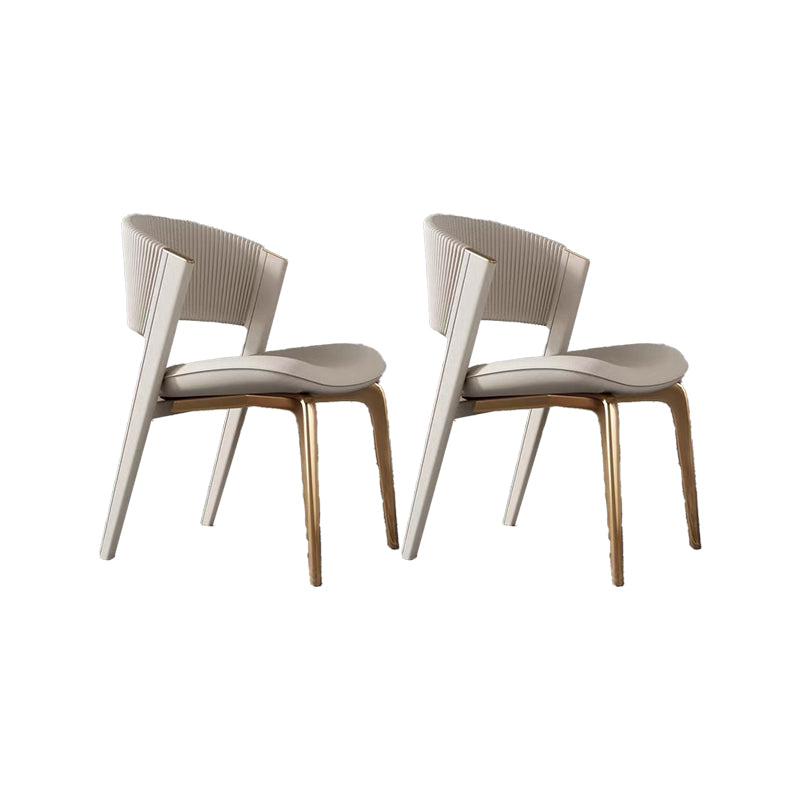 Home Upholstered Armless Dining Chair Faux Leather Open Back Chair