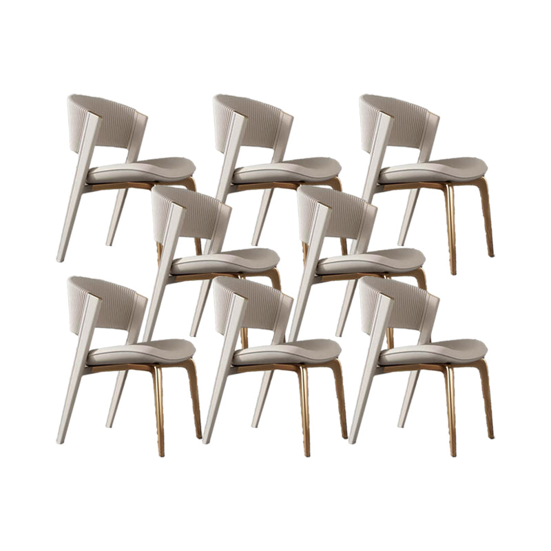 Home Upholstered Armless Dining Chair Faux Leather Open Back Chair