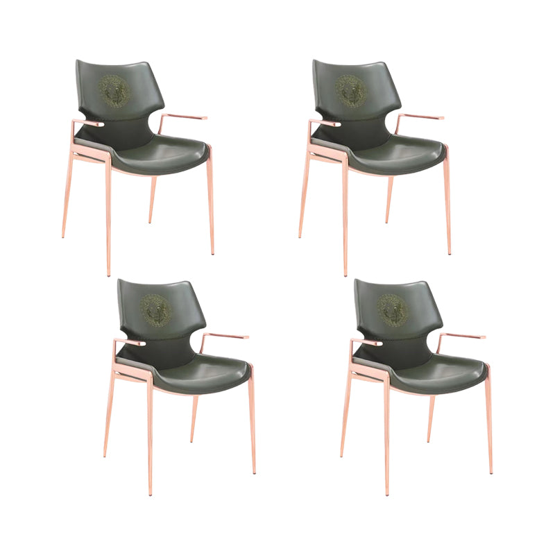 Home Upholstered Arm Dining Chair Faux Leather Wingback Chair