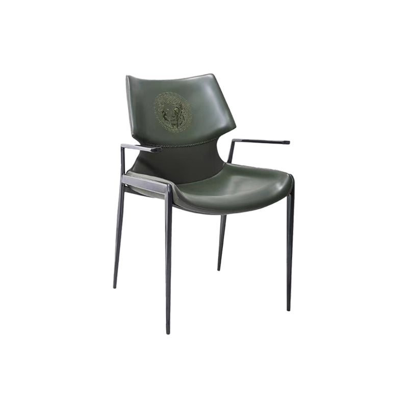 Home Upholstered Arm Dining Chair Faux Leather Wingback Chair