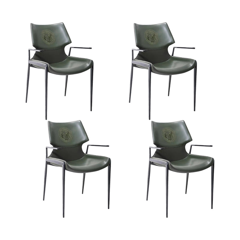 Home Upholstered Arm Dining Chair Faux Leather Wingback Chair