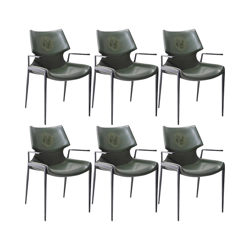 Home Upholstered Arm Dining Chair Faux Leather Wingback Chair