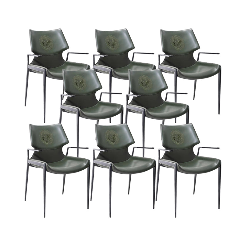 Home Upholstered Arm Dining Chair Faux Leather Wingback Chair