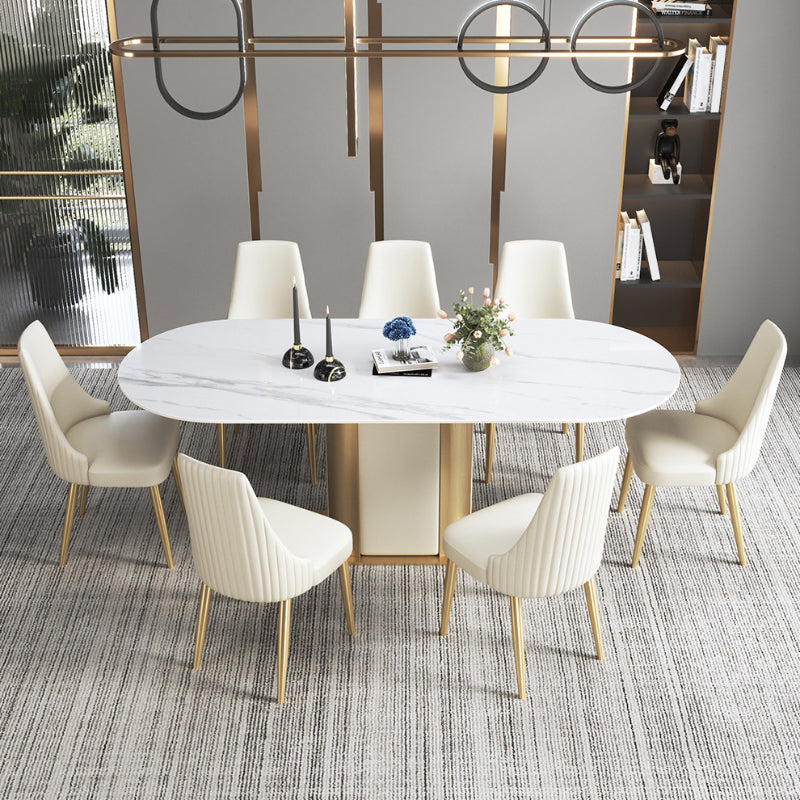 Glam Kitchen Side Chair Gold Legs Parsons Armless Dining Chair