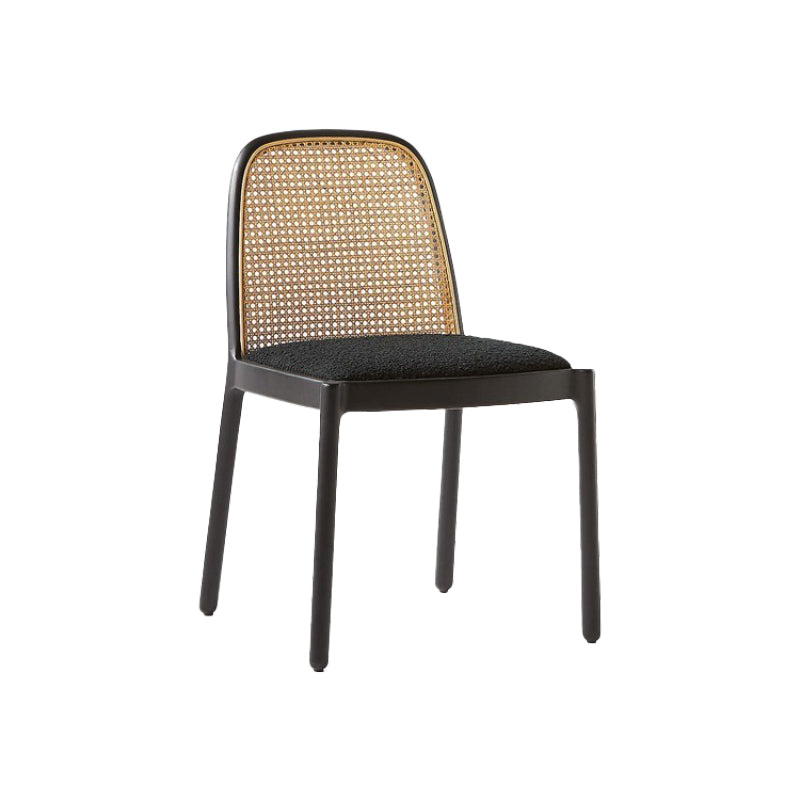 Industrial Upholstered Armless Chair Kitchen Cane Back Side Chair