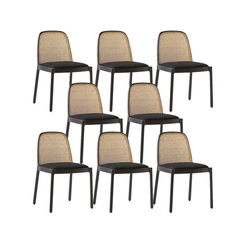 Industrial Upholstered Armless Chair Kitchen Cane Back Side Chair
