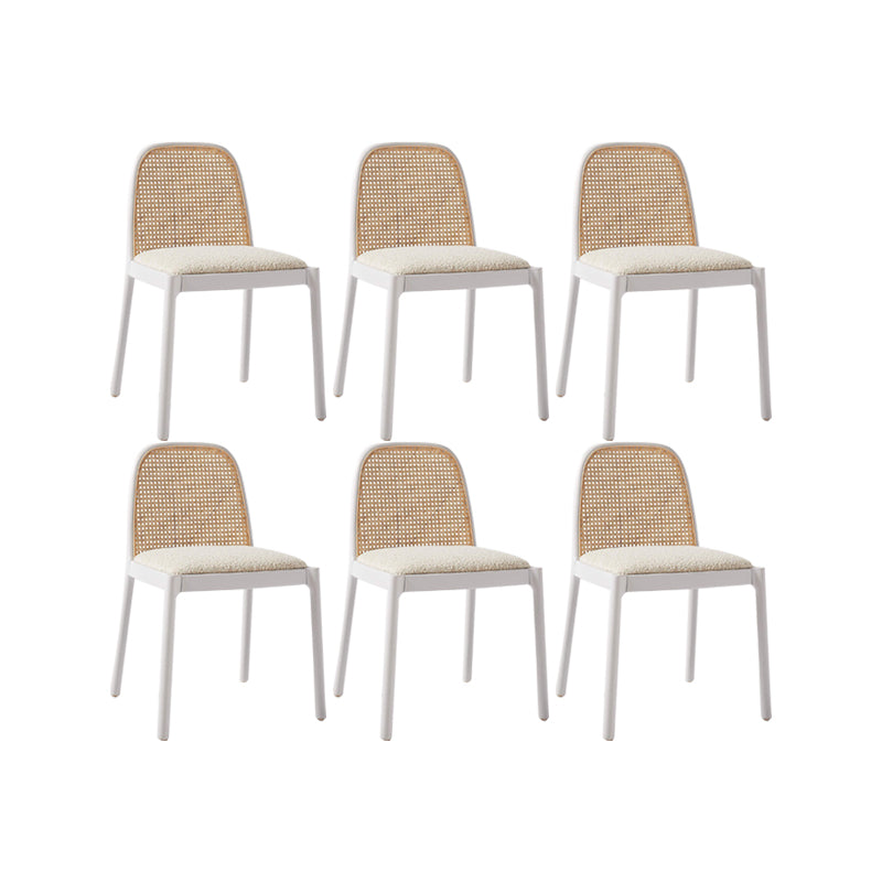 Industrial Upholstered Armless Chair Kitchen Cane Back Side Chair