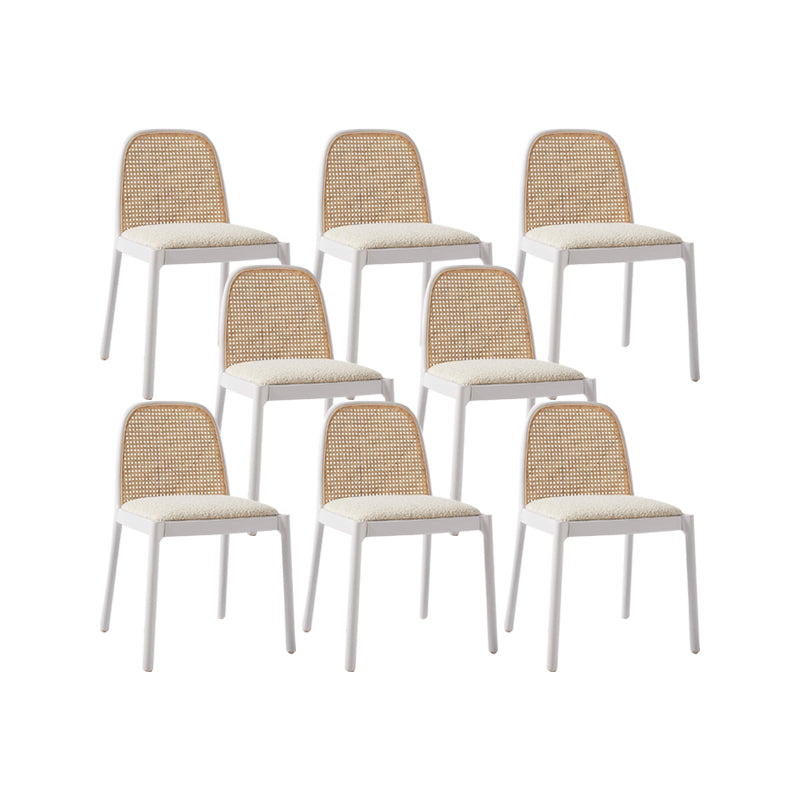 Industrial Upholstered Armless Chair Kitchen Cane Back Side Chair