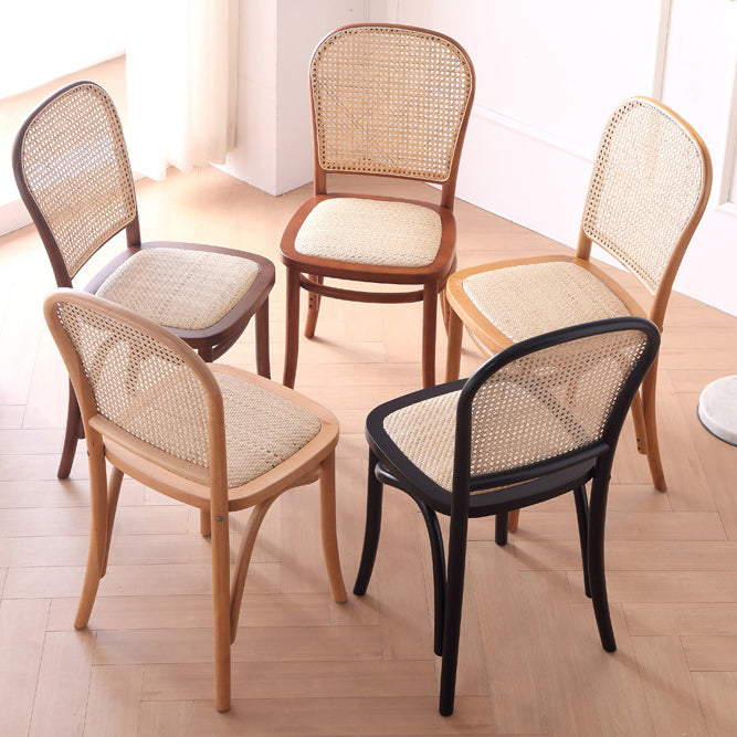 Dining Room Armless Chair indoor Wood Cane Back Dining Chair