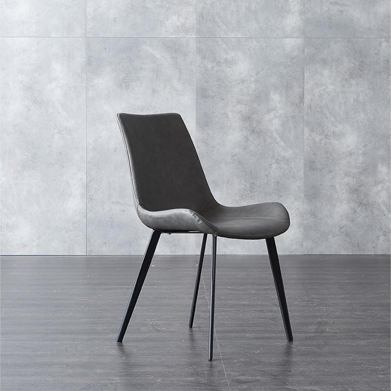 Industrial Upholstered Armless Chair Kitchen Parsons Faux Leather Side Chair