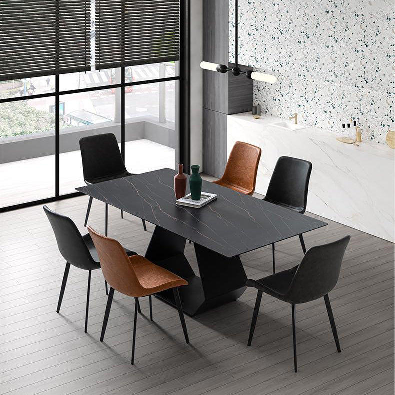 Industrial Upholstered Armless Chair Kitchen Parsons Faux Leather Side Chair