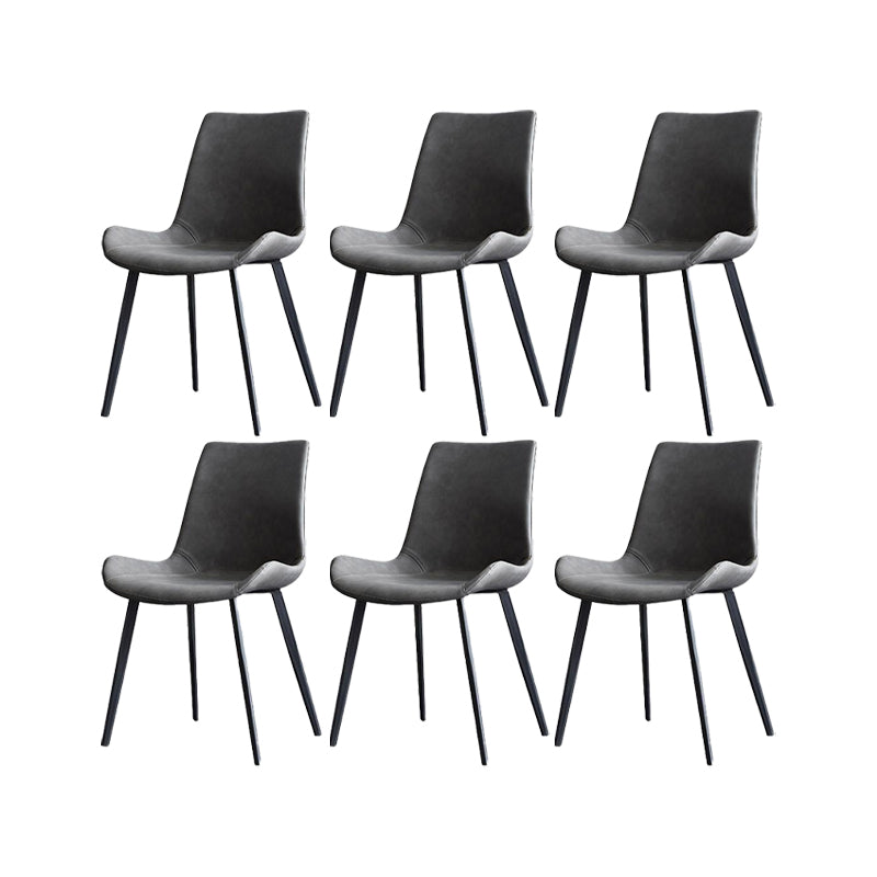 Industrial Upholstered Armless Chair Kitchen Parsons Faux Leather Side Chair