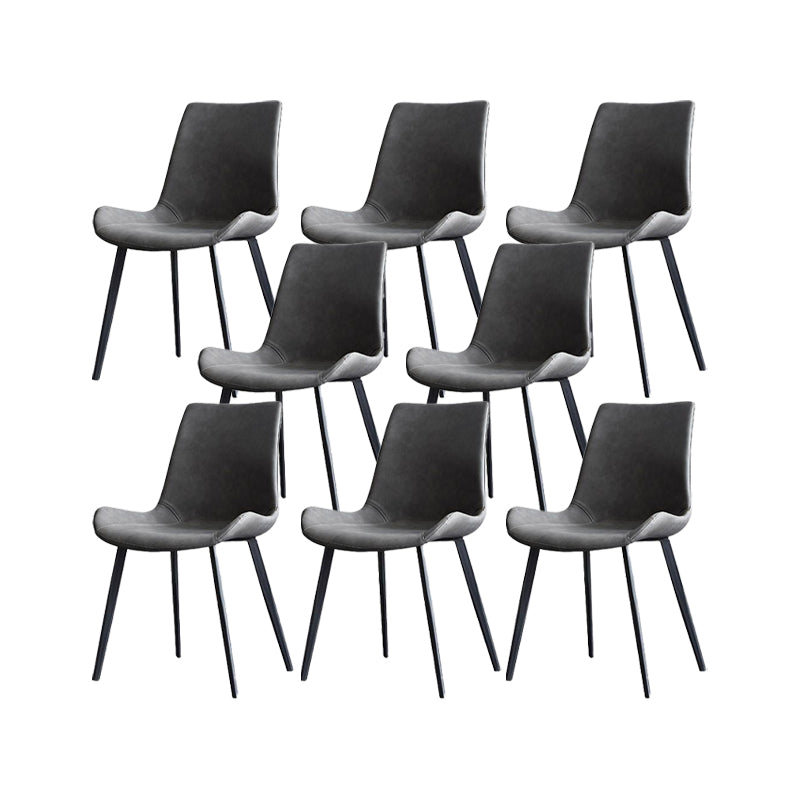 Industrial Upholstered Armless Chair Kitchen Parsons Faux Leather Side Chair