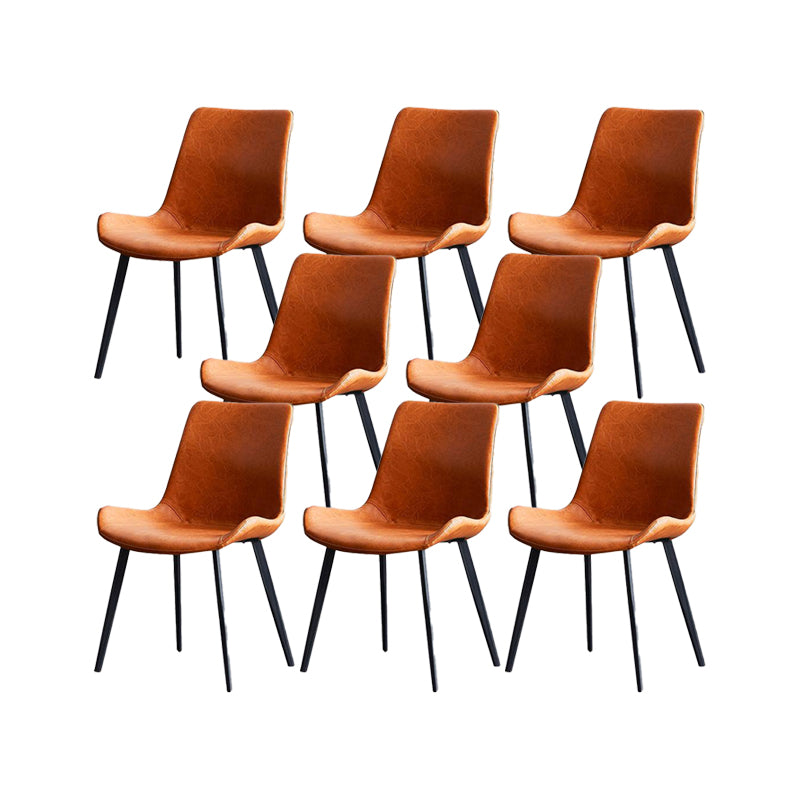 Industrial Upholstered Armless Chair Kitchen Parsons Faux Leather Side Chair