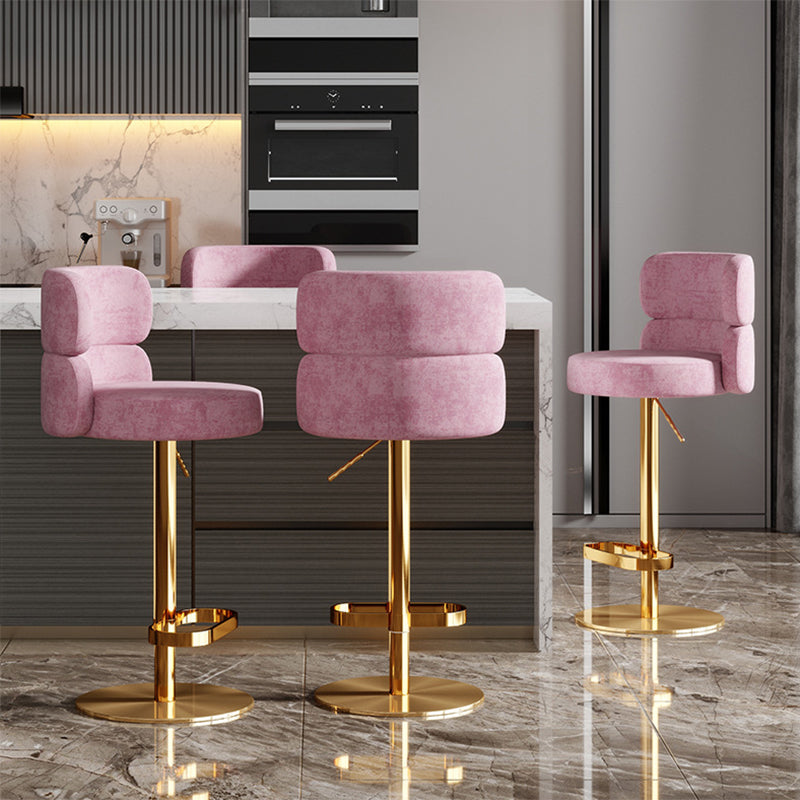Glam Liftable Bar Stool Round Seat Counter Bar Stool with Metal Legs