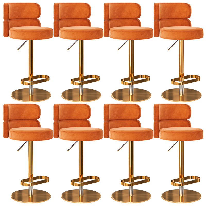 Glam Liftable Bar Stool Round Seat Counter Bar Stool with Metal Legs