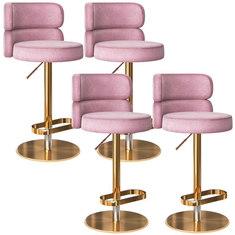Glam Liftable Bar Stool Round Seat Counter Bar Stool with Metal Legs