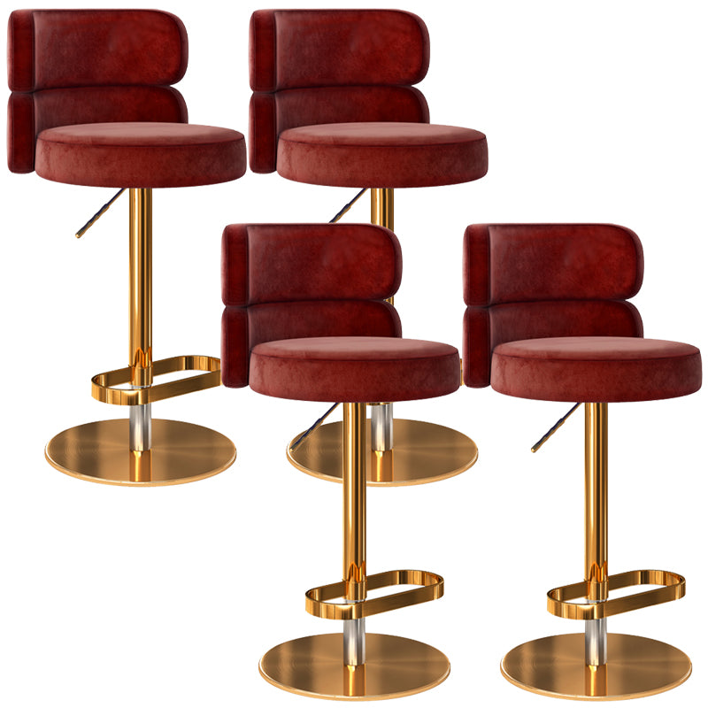 Glam Liftable Bar Stool Round Seat Counter Bar Stool with Metal Legs