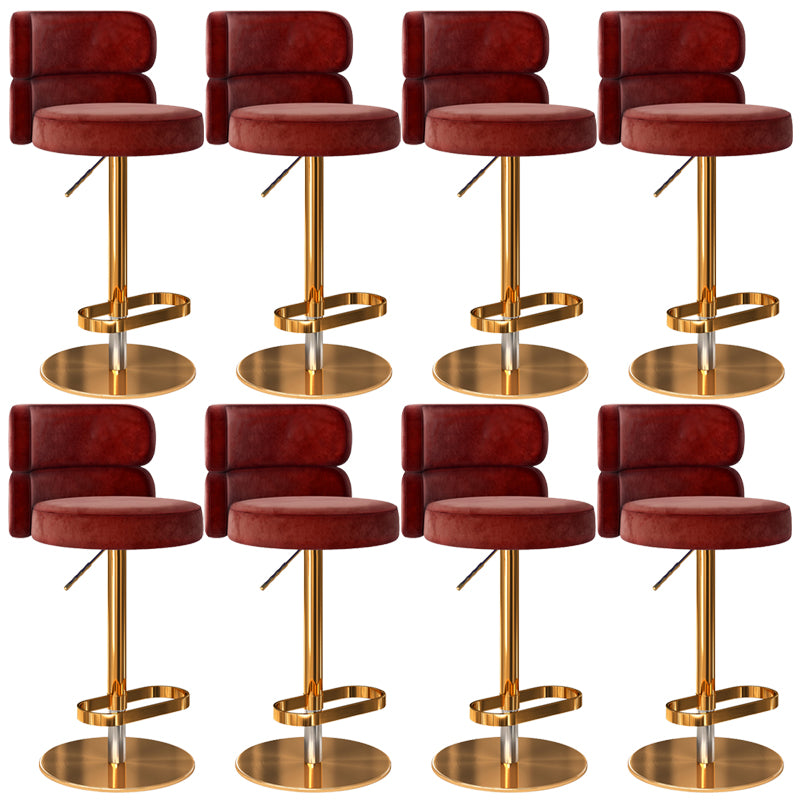Glam Liftable Bar Stool Round Seat Counter Bar Stool with Metal Legs