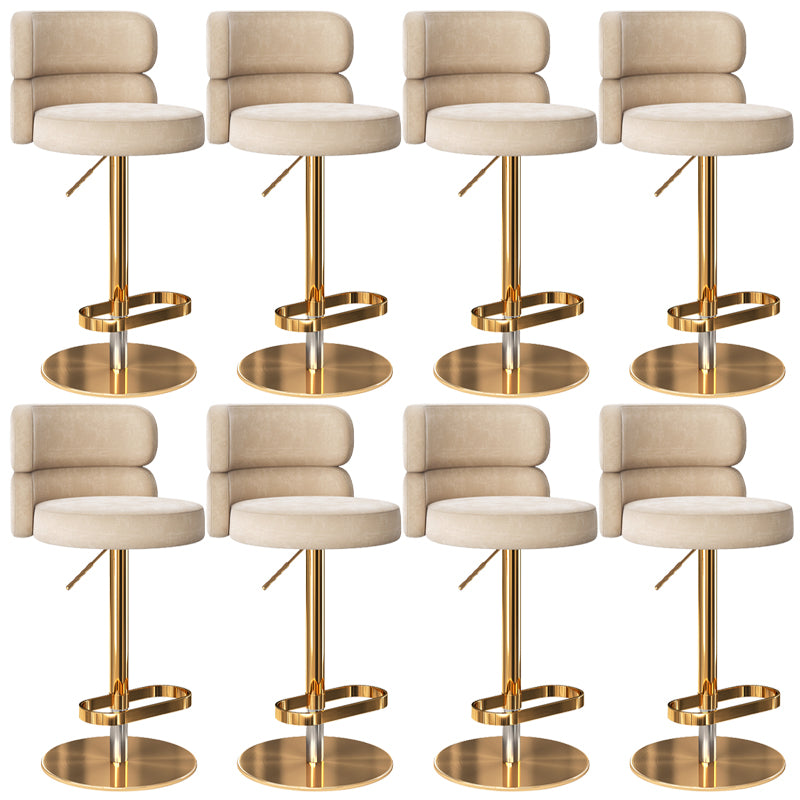 Glam Liftable Bar Stool Round Seat Counter Bar Stool with Metal Legs
