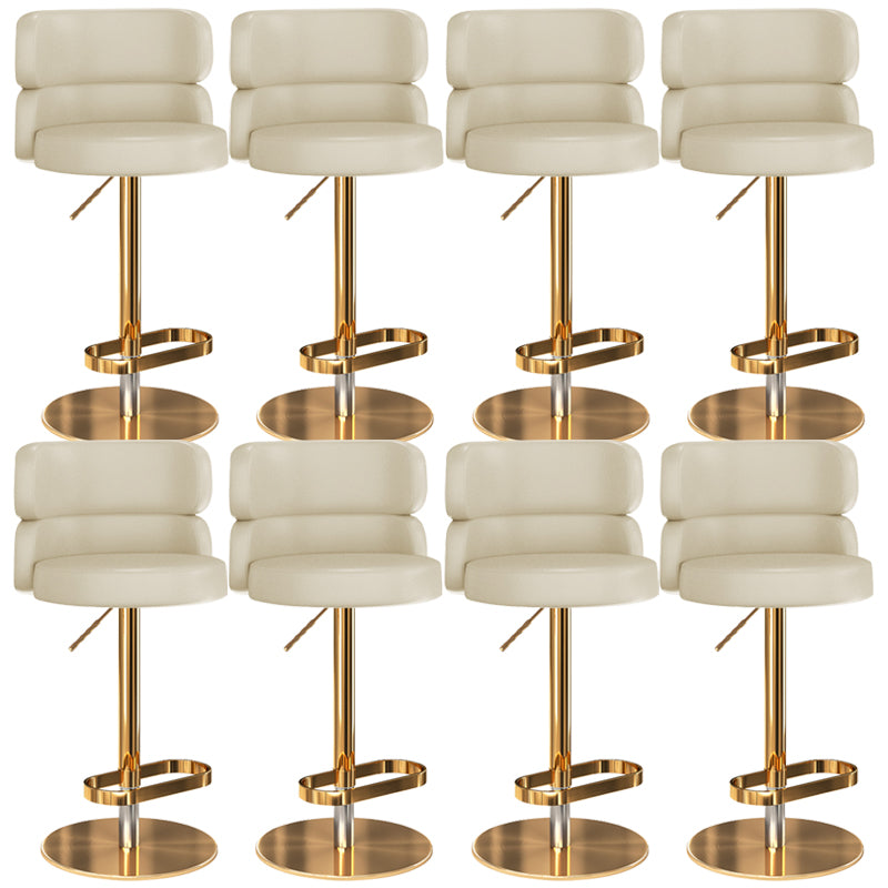 Glam Liftable Bar Stool Round Seat Counter Bar Stool with Metal Legs