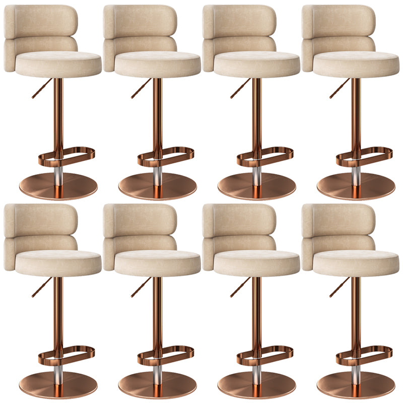 Glam Liftable Bar Stool Round Seat Counter Bar Stool with Metal Legs