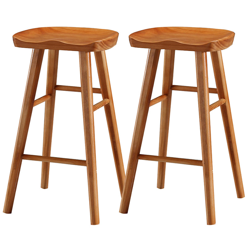 Modern Backless Armless Counter Stool Pine Wood Cafe Bar Stool with Pedal