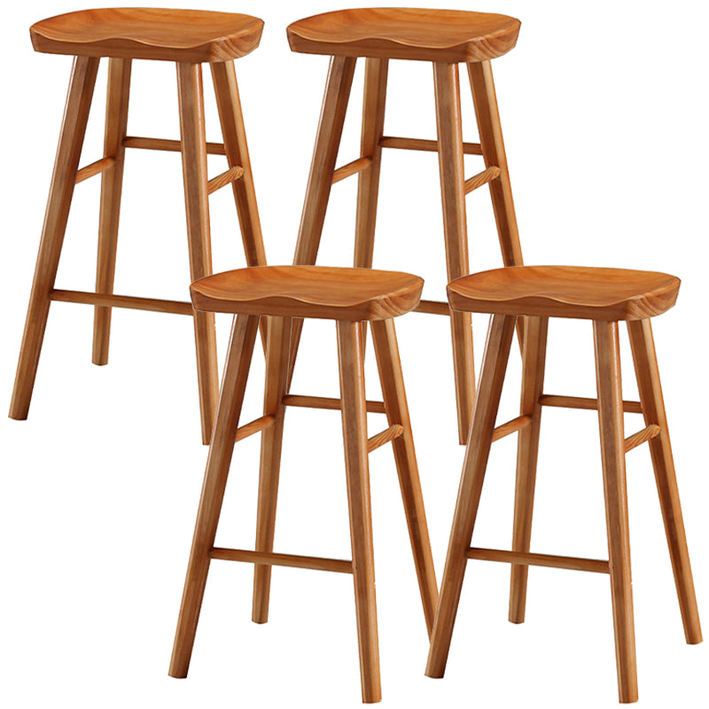 Modern Backless Armless Counter Stool Pine Wood Cafe Bar Stool with Pedal