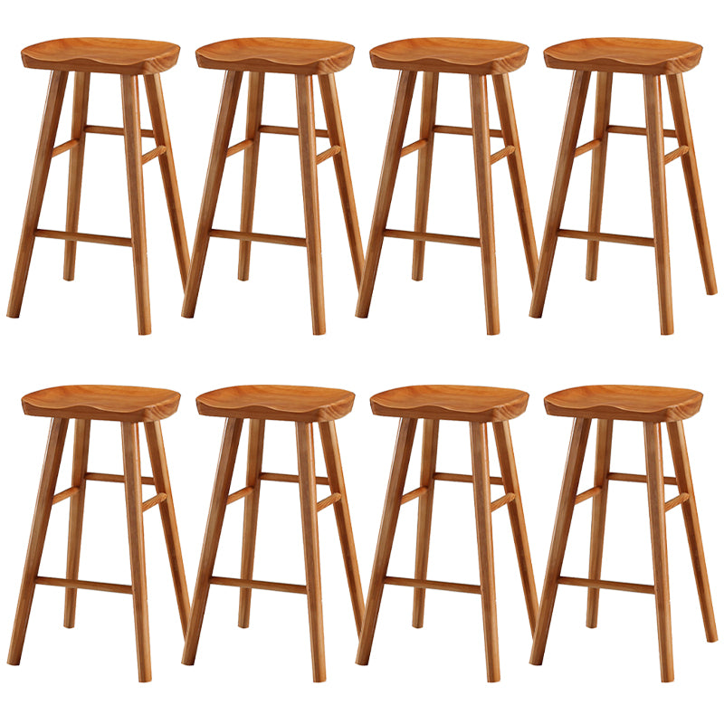 Modern Backless Armless Counter Stool Pine Wood Cafe Bar Stool with Pedal