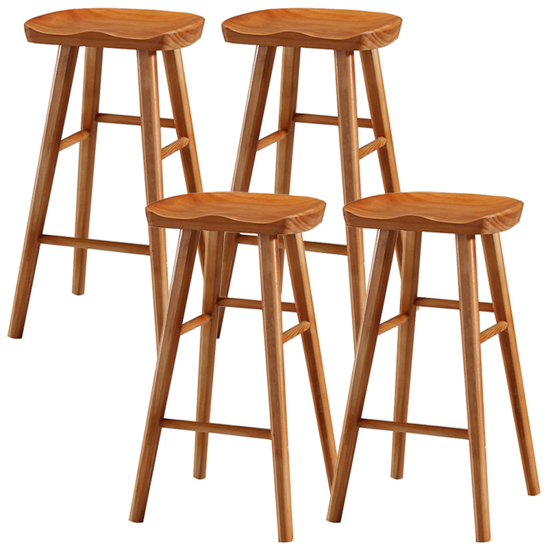 Modern Backless Armless Counter Stool Pine Wood Cafe Bar Stool with Pedal