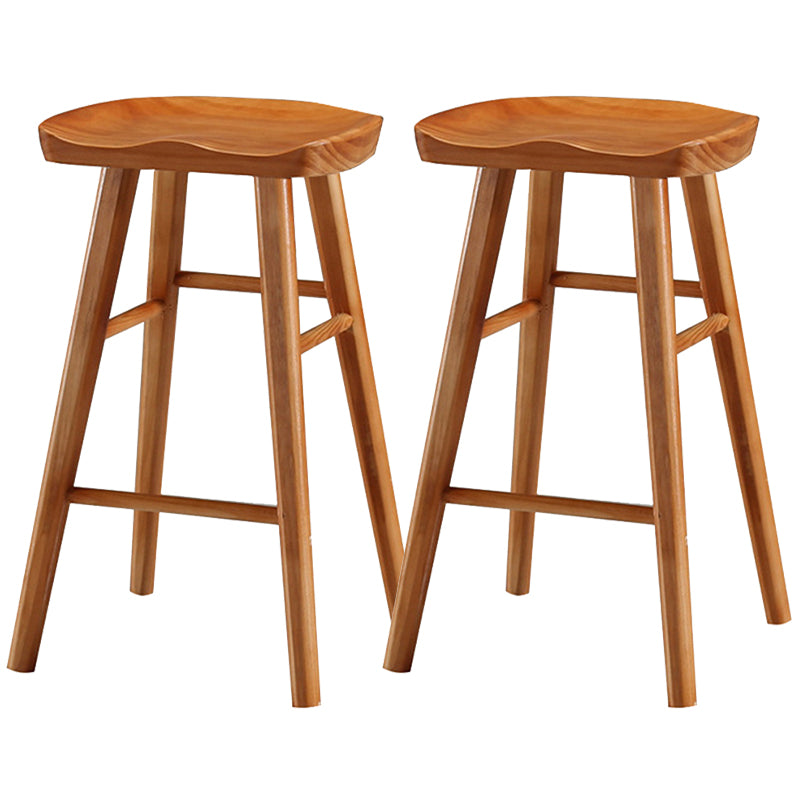 Modern Backless Armless Counter Stool Pine Wood Cafe Bar Stool with Pedal