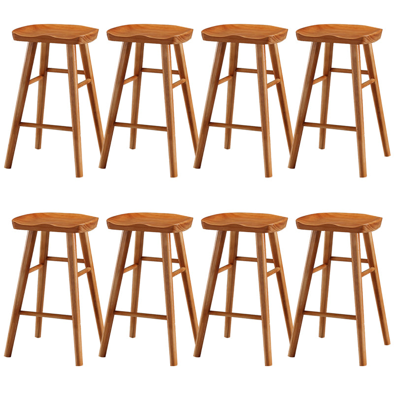 Modern Backless Armless Counter Stool Pine Wood Cafe Bar Stool with Pedal