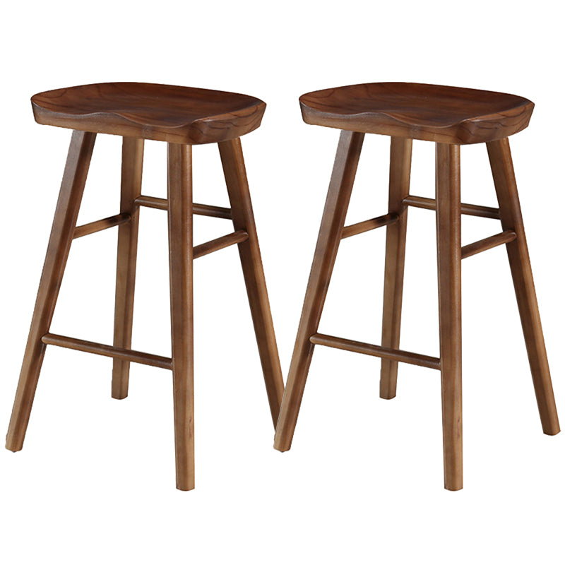 Modern Backless Armless Counter Stool Pine Wood Cafe Bar Stool with Pedal