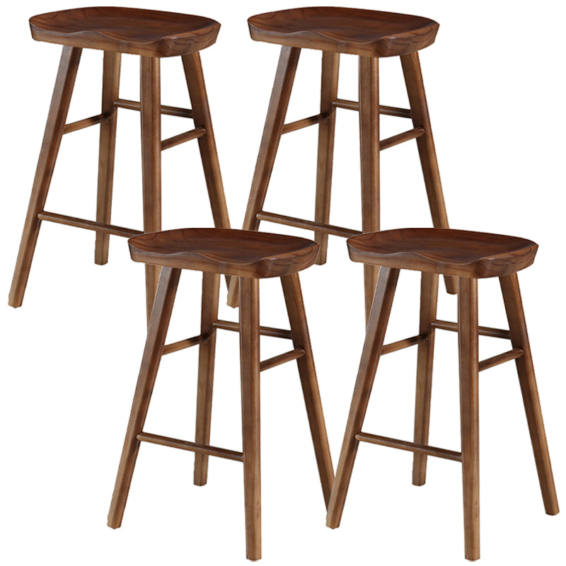 Modern Backless Armless Counter Stool Pine Wood Cafe Bar Stool with Pedal