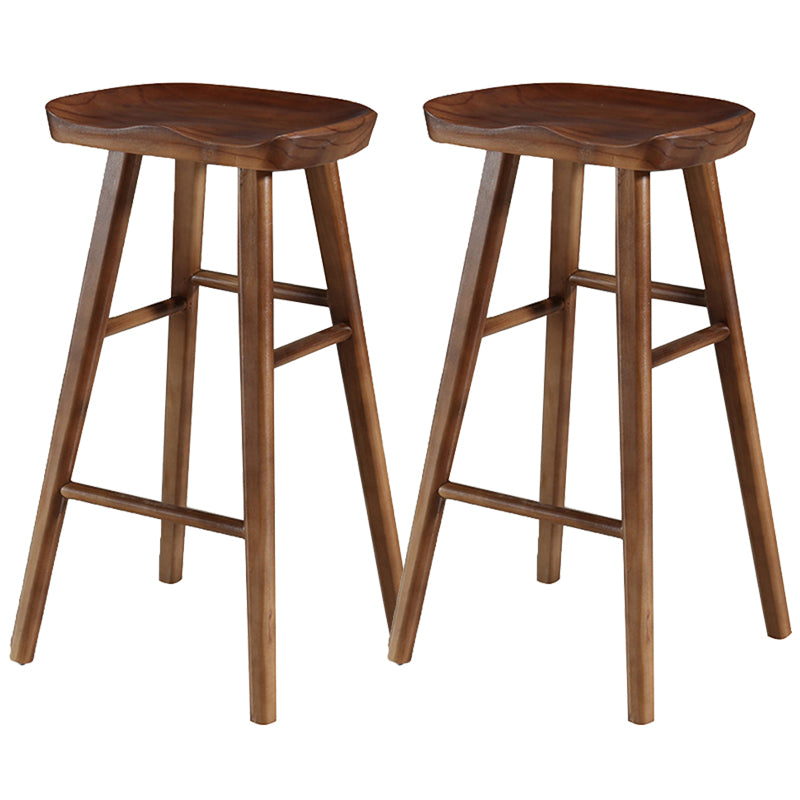 Modern Backless Armless Counter Stool Pine Wood Cafe Bar Stool with Pedal