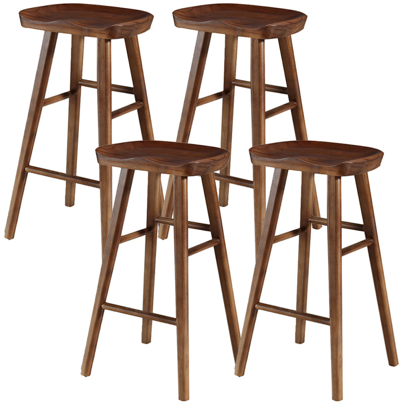 Modern Backless Armless Counter Stool Pine Wood Cafe Bar Stool with Pedal
