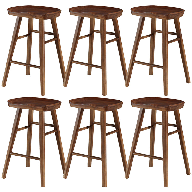 Modern Backless Armless Counter Stool Pine Wood Cafe Bar Stool with Pedal