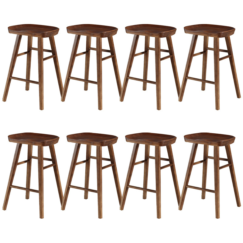 Modern Backless Armless Counter Stool Pine Wood Cafe Bar Stool with Pedal