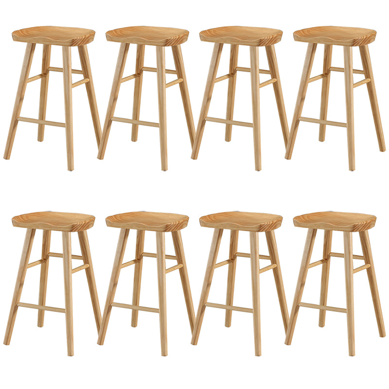 Modern Backless Armless Counter Stool Pine Wood Cafe Bar Stool with Pedal