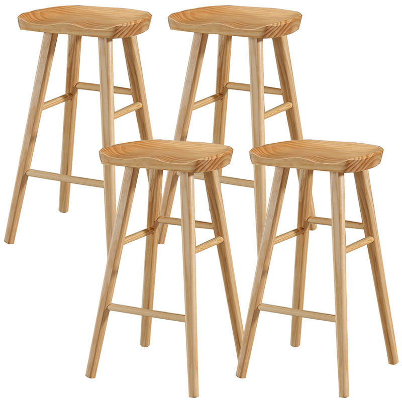 Modern Backless Armless Counter Stool Pine Wood Cafe Bar Stool with Pedal
